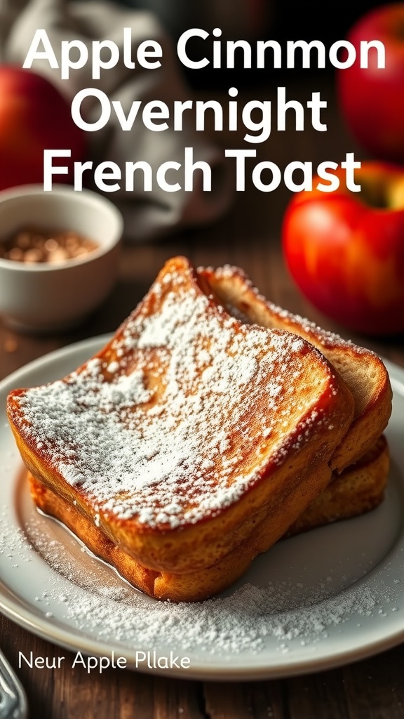 A delicious serving of apple cinnamon overnight French toast.
