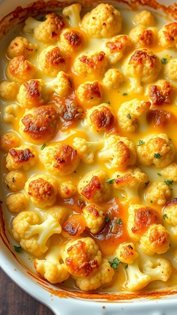 Cheesy Cauliflower Gratin in a baking dish