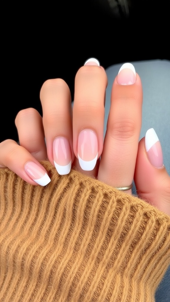 Chic French fade manicure with soft pink and white tips