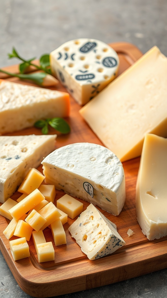 A selection of cheeses suitable for pasta carbonara preparation.