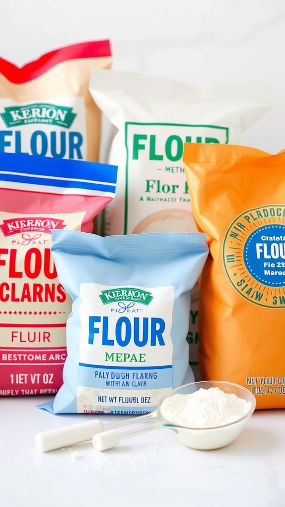 Variety of flour bags suitable for making homemade playdough.