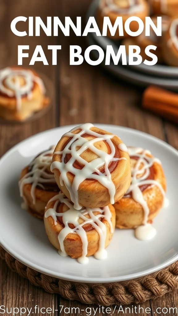 Cinnamon Roll Fat Bombs on a plate