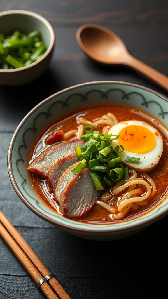 A bowl of classic shoyu ramen with toppings.