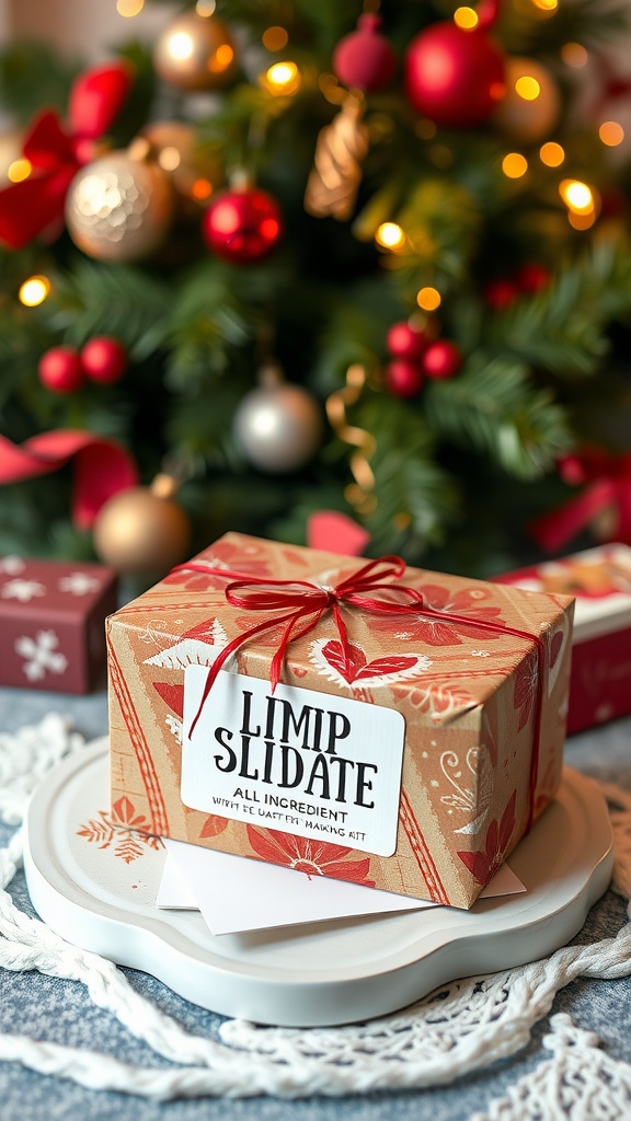 A festive box labeled LIMIP SLIDATE, indicating a slime making kit.