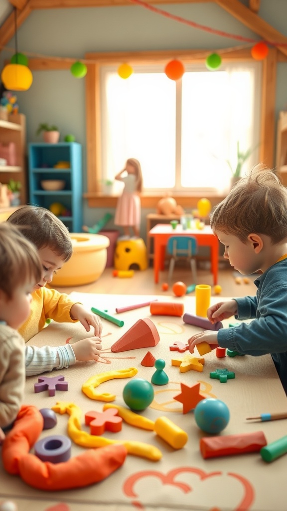 Colorful playdough shapes and activities for children