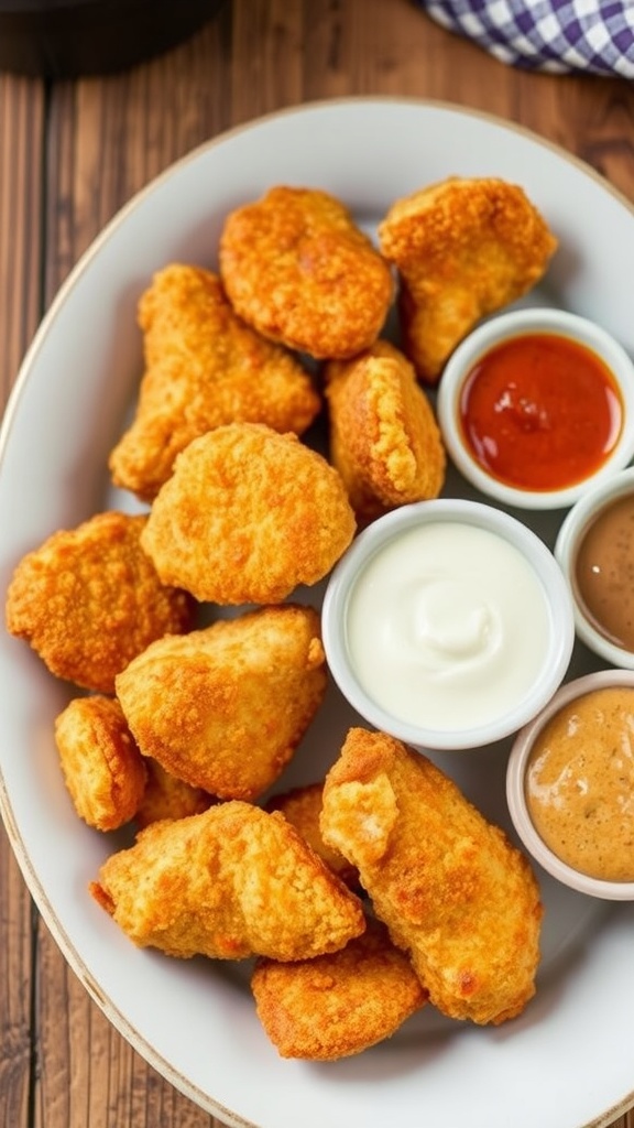 Crispy air fryer chicken nuggets served with dipping sauces