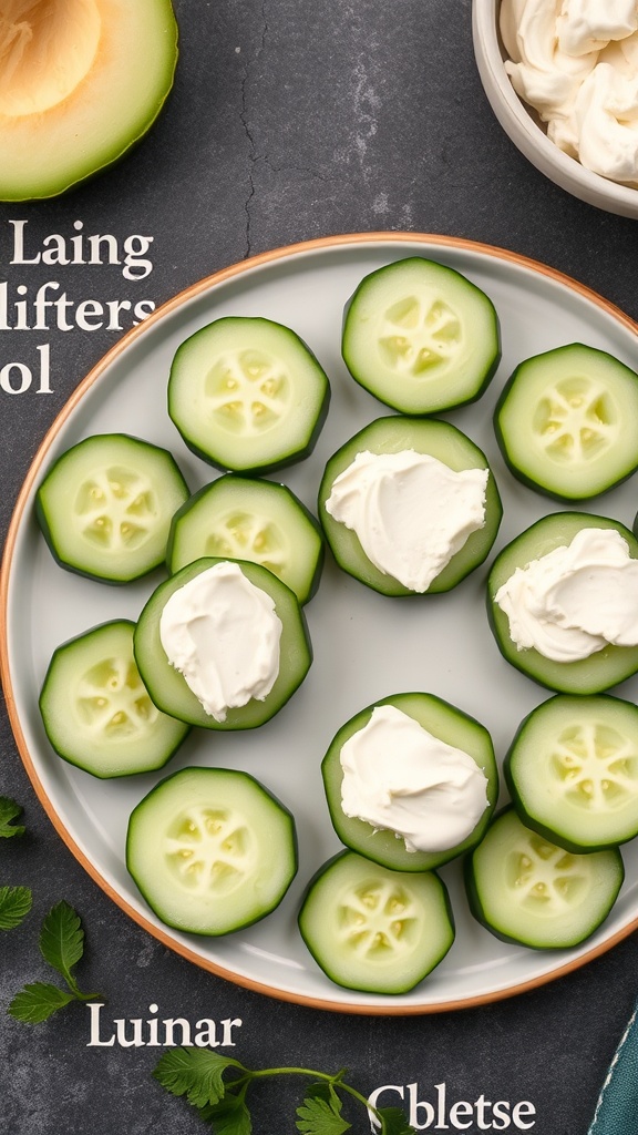 Slices of cucumber filled with cream cheese