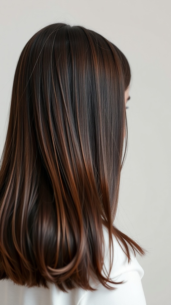 A person with dark ash brown hair viewed from the back.