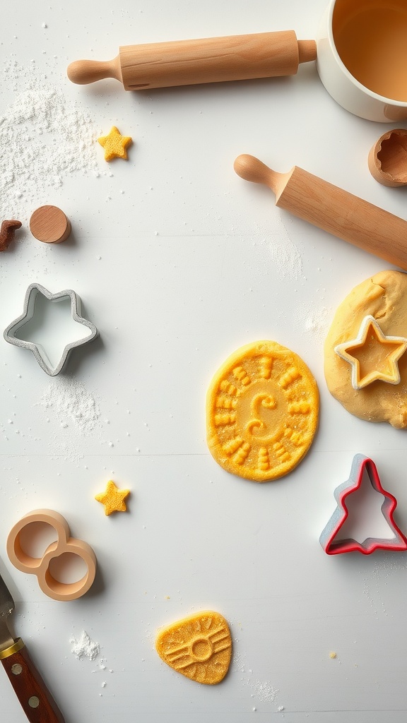 Colorful homemade playdough with various tools and accessories for kids