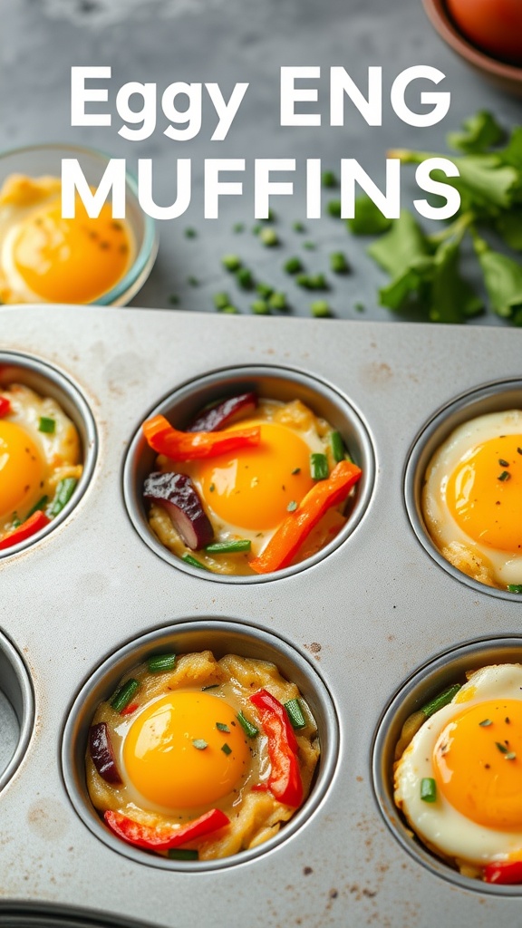 Egg muffins packed with veggies ready to be baked in a muffin tin.