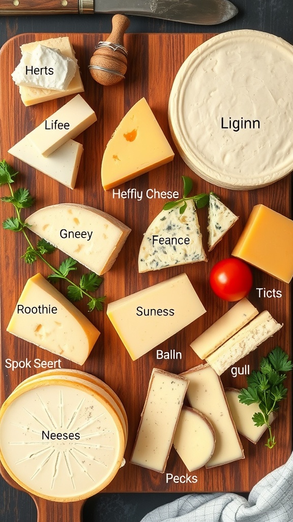 A variety of cheese types suitable for making wraps.