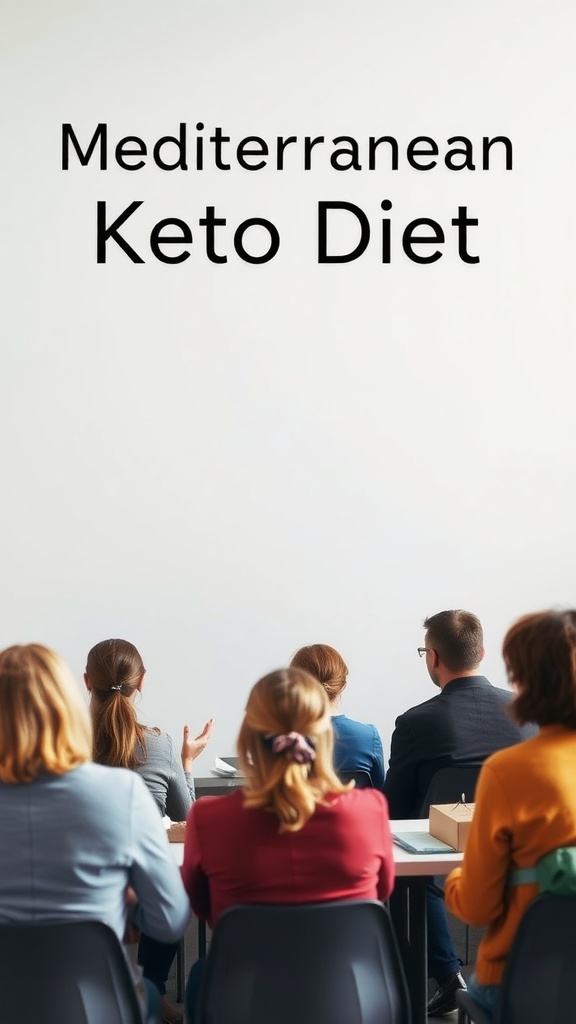 A group of people attending a lecture on the Mediterranean Keto Diet.