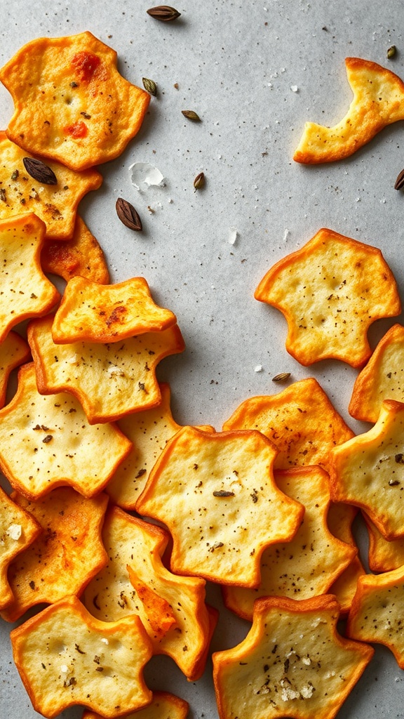 Deliciously crispy Italian seasoned cheese crisps arranged on a surface.