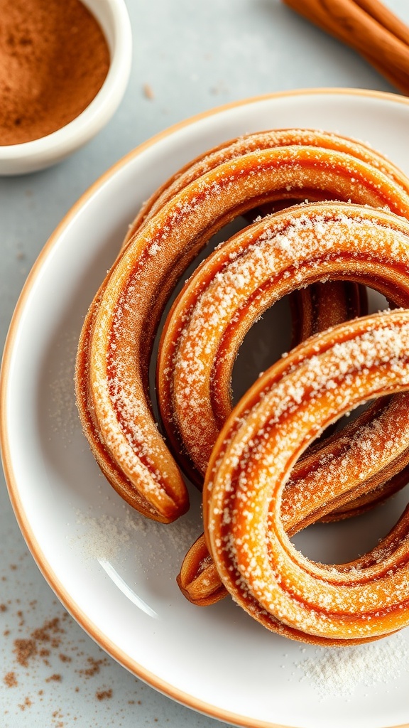 Keto air fryer cinnamon churros on a plate