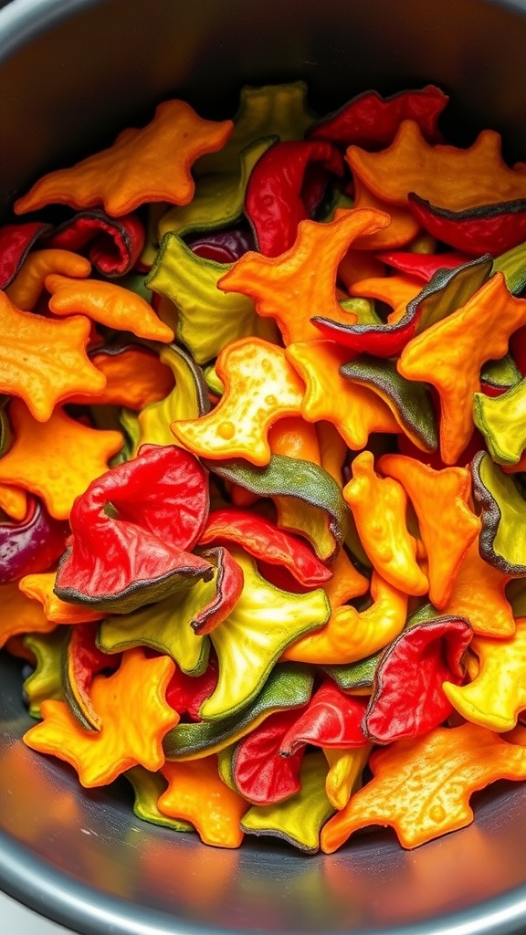 Colorful vegetable chips made from an assortment of veggies