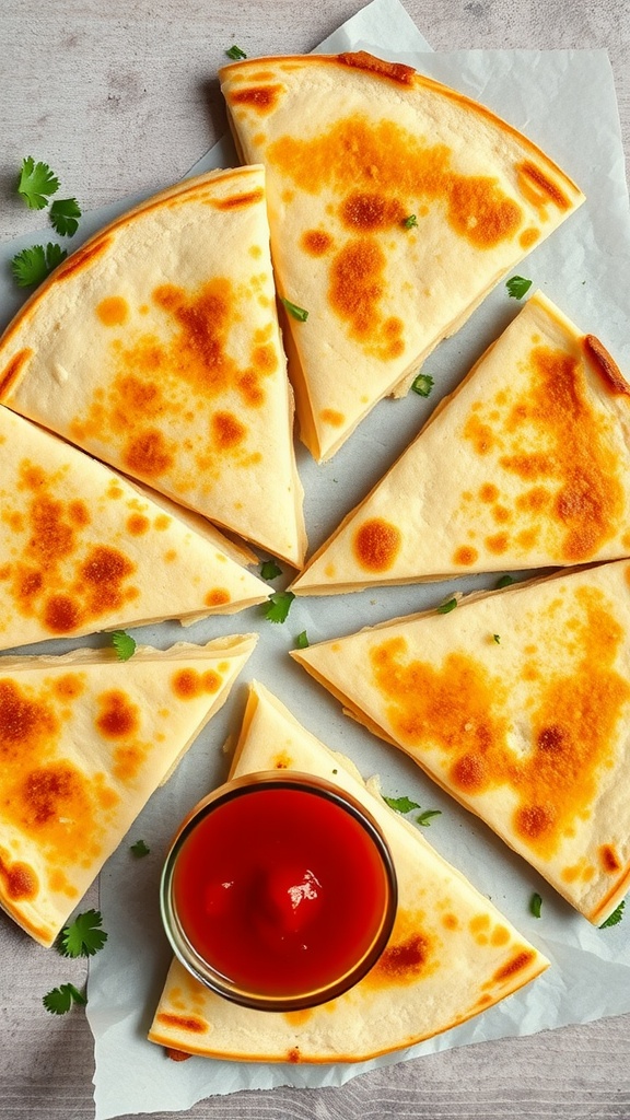 Keto cheese quesadillas with dipping sauce
