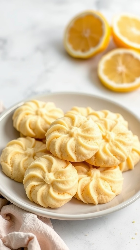 Delicious lemon zest keto cream cheese cookies on a plate