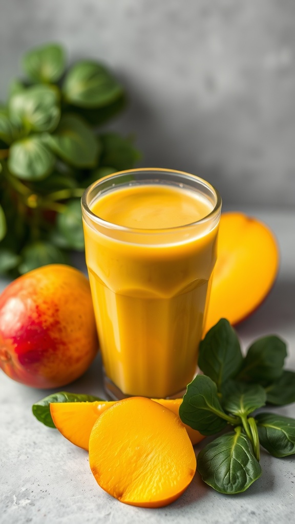 A refreshing mango spinach smoothie with fresh ingredients.