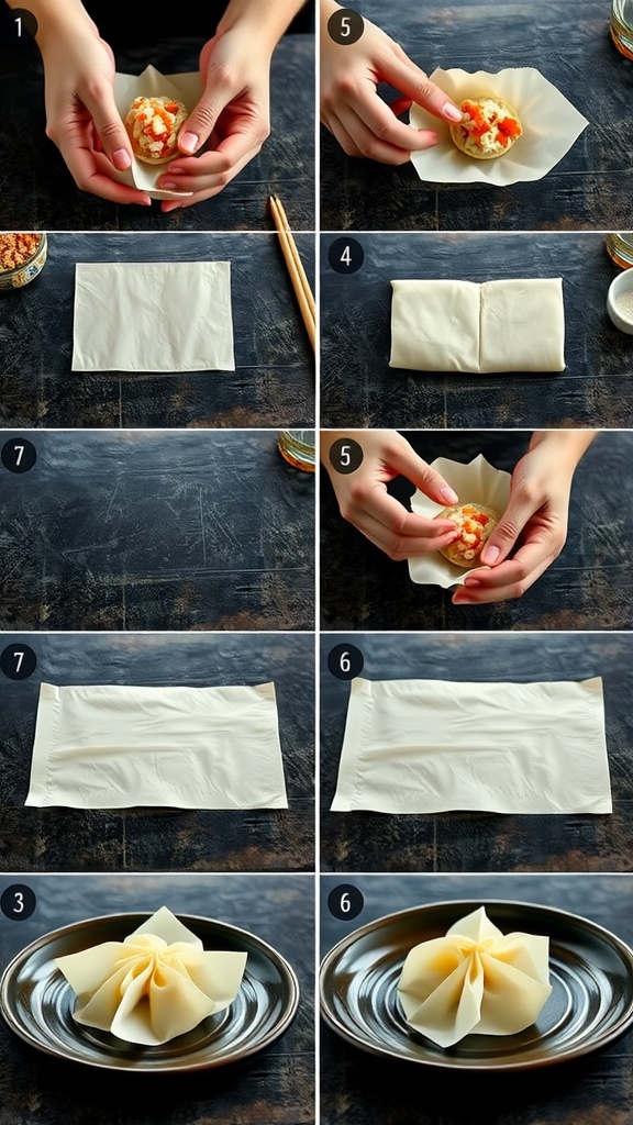 A step-by-step guide to wrapping wontons for crab rangoon