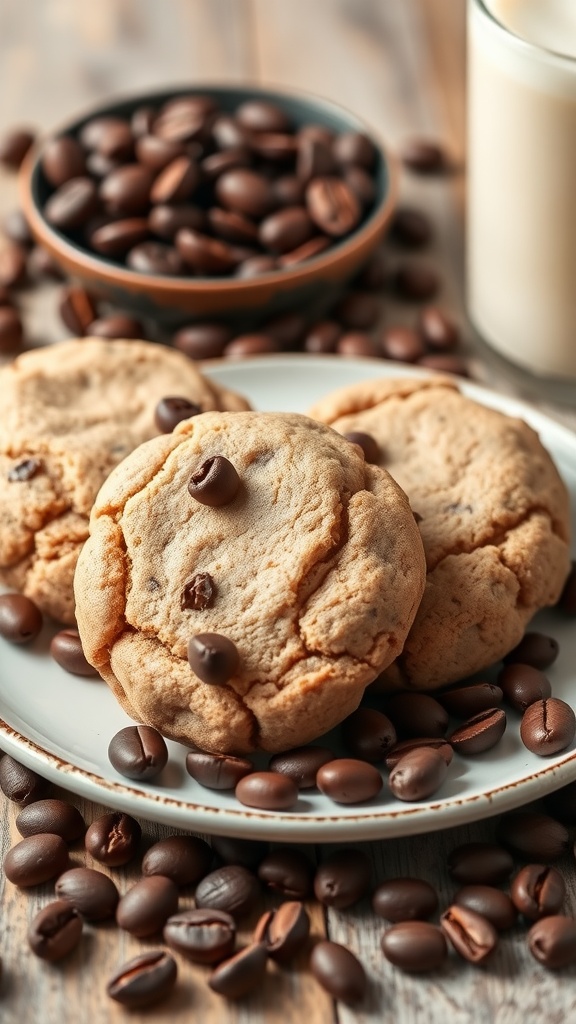 Mocha keto cream cheese cookies with coffee beans