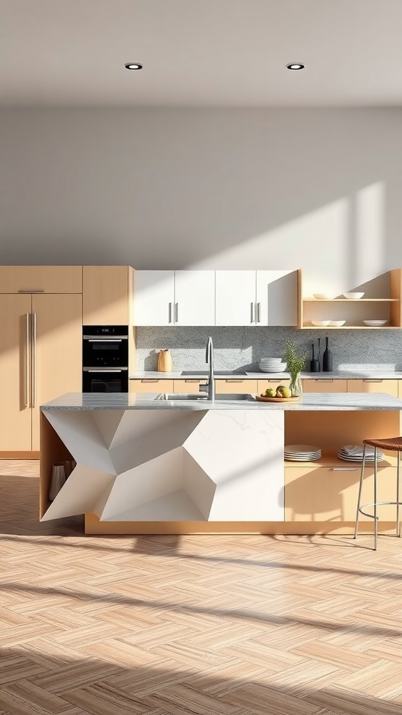 Modern kitchen with a geometric island design