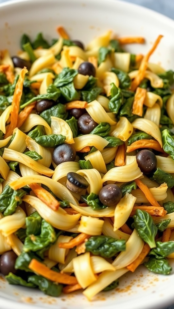 A delicious and colorful keto cabbage casserole with mustard greens and carrots.