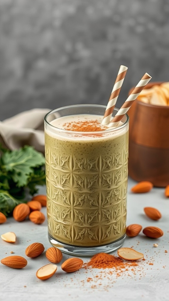 Nutty Almond Kale Shake in a glass