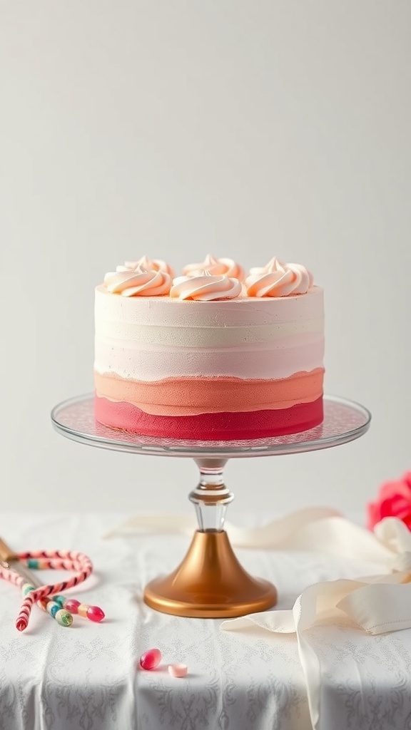 A beautifully decorated Ombre Rosé Cake with pink gradients and swirled frosting.