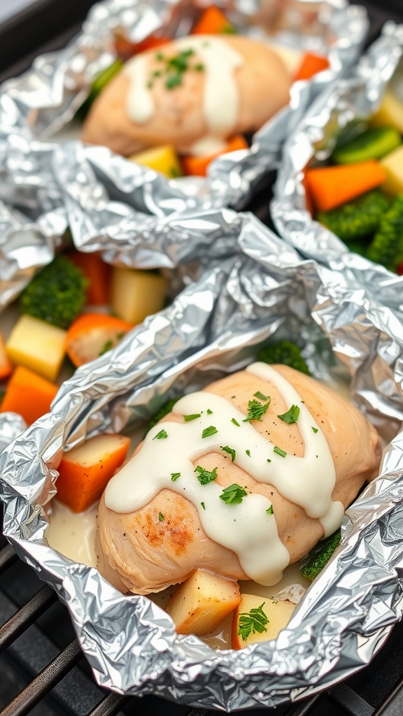 Ranch chicken foil packets with vegetables