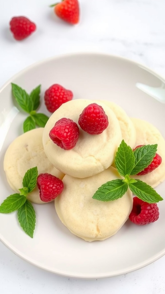 Raspberry Keto Cream Cheese Cookies on a plate