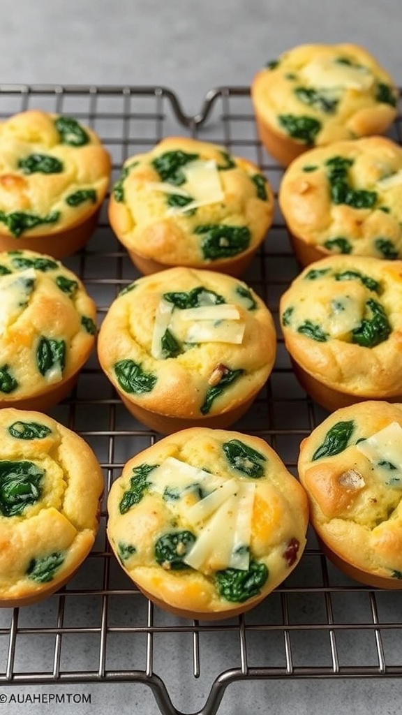 Delicious savory muffins filled with cheese and spinach.