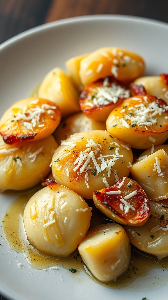 Delicious scalloped potatoes topped with cheese and garnished with parsley