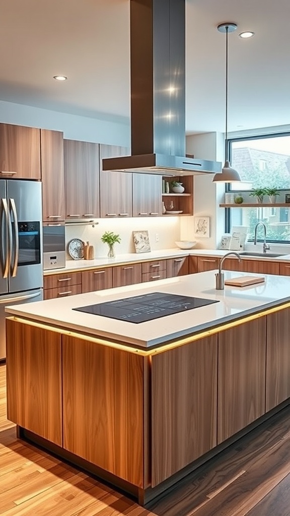 Modern kitchen island with smart technology integration