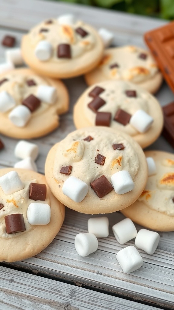 Keto cream cheese cookies topped with chocolate and marshmallows