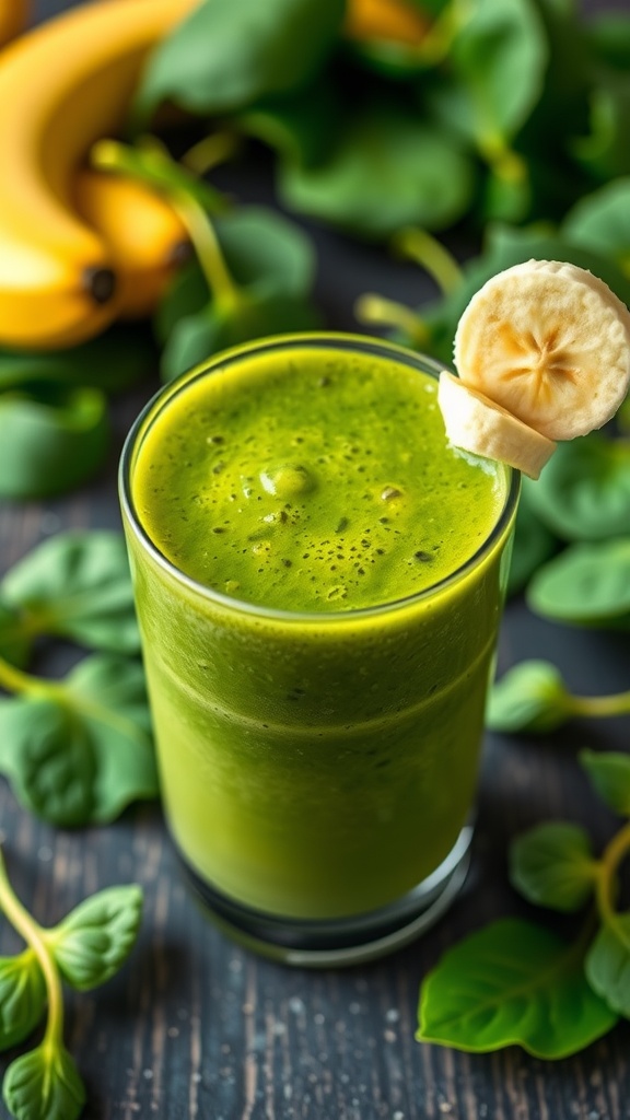 Green smoothie made with spinach and banana