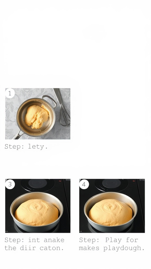 Step-by-step method for making homemade playdough.
