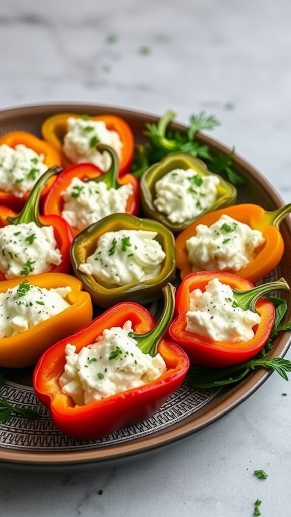 Stuffed mini peppers filled with feta cheese and herbs