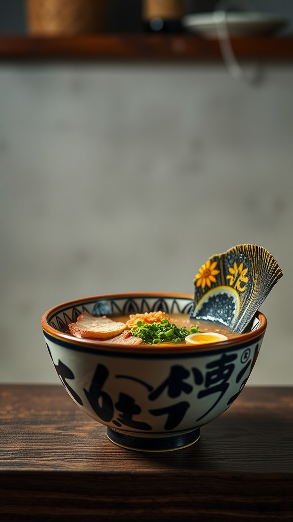 A bowl of Tonkotsu Shoyu Ramen with toppings.