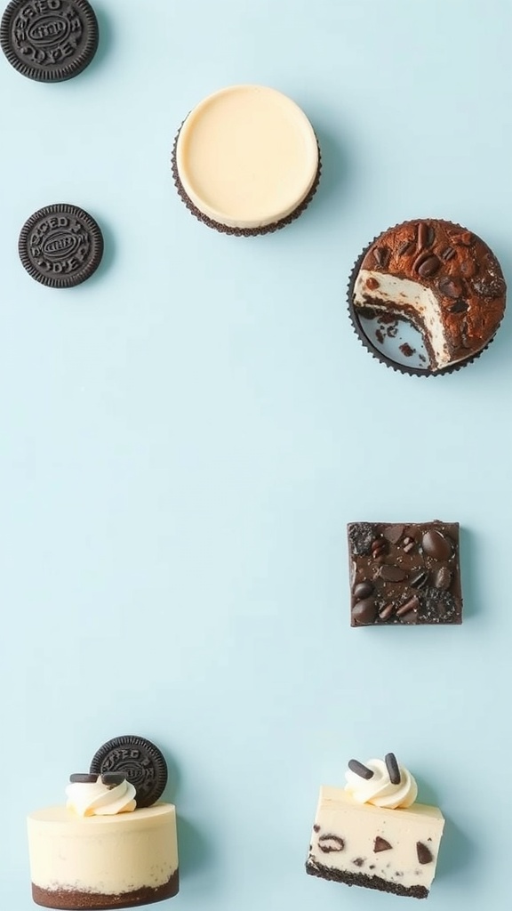 Oreo dessert variations including cheesecake and layered cakes.