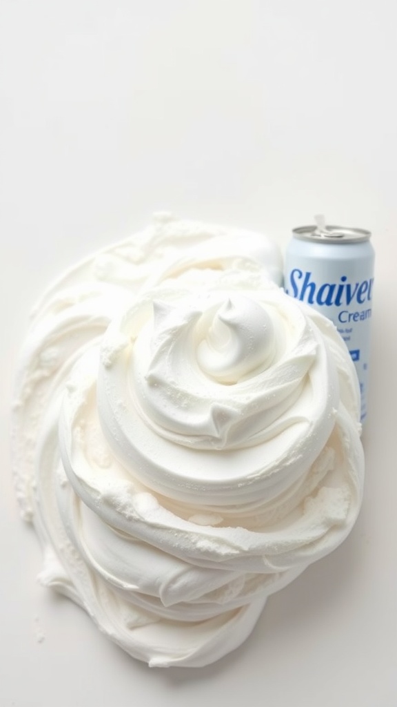 Fluffy slime made with shaving cream and foam, showcasing a light and airy texture.