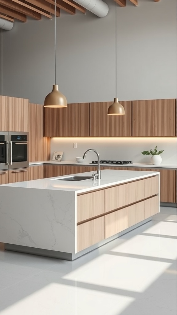Modern kitchen island with smart technology elements