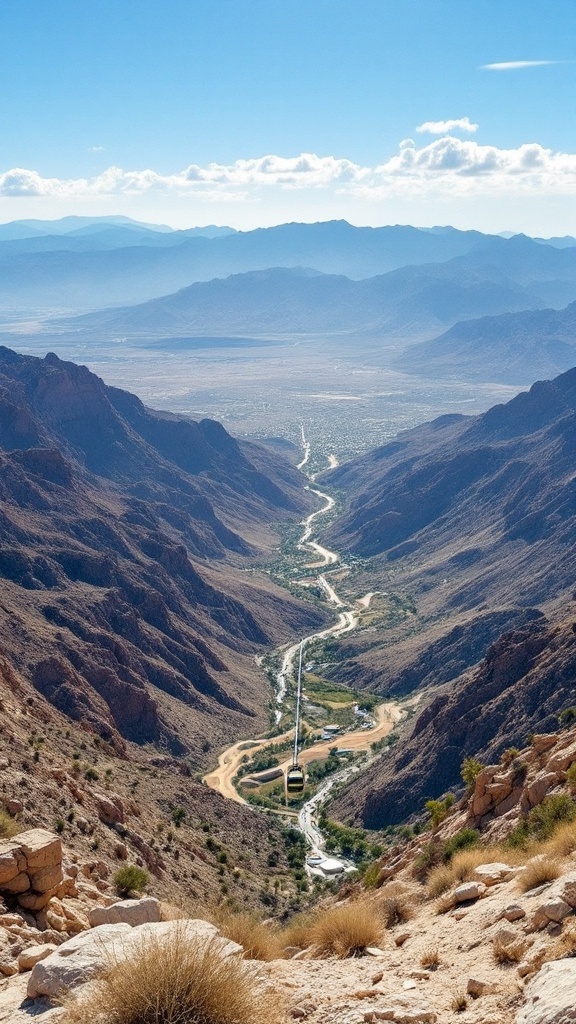 View from the Palm Springs Aerial Tramway showing mountains and a valley