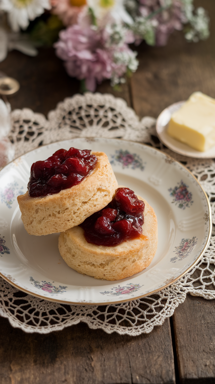 Cherry chutney scones are a delightful twist on a classic breakfast treat. These fluffy scones topped with sweet and tangy cherry chutney are perfect for starting your day with a smile. Serve them warm with a pat of butter for a cozy morning moment.