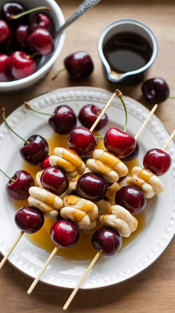 Cherry pancake skewers are a fun twist on your morning pancakes. These tasty bites stack fluffy pancakes with juicy cherries, making every bite a little celebration. Drizzle some syrup on top for a sweet finish!