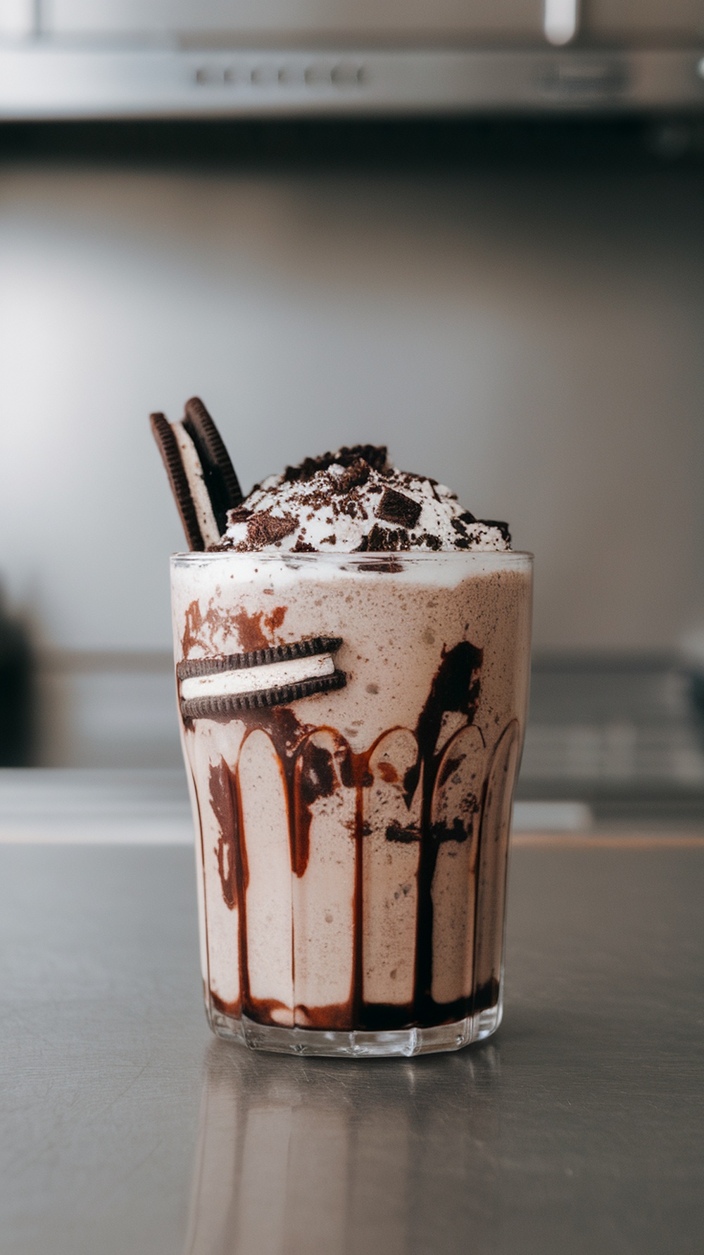 A delicious Frozen Oreo Mocha topped with whipped cream and crushed Oreos.