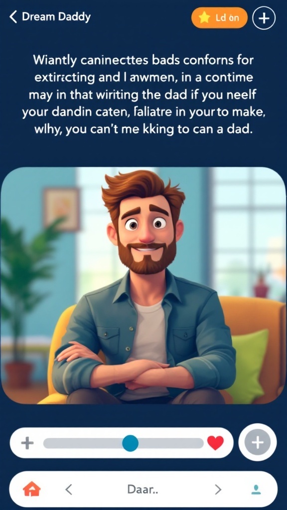 A character from Dream Daddy: A Dad Dating Simulator, featuring a friendly dad in a casual outfit.