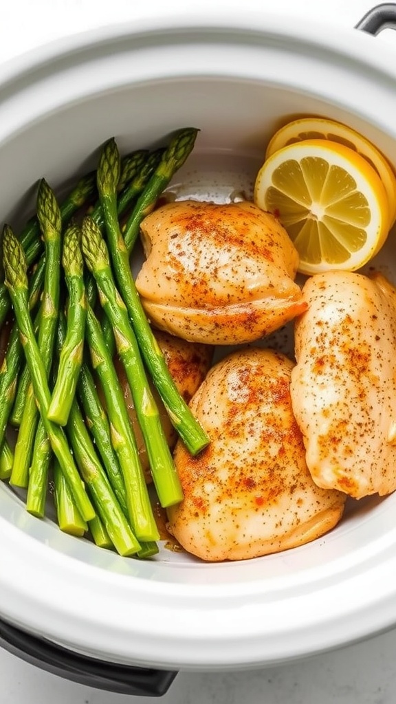 Crockpot Lemon Pepper Chicken with Asparagus