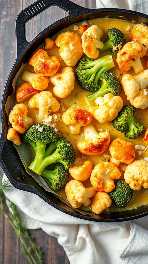 Cheesy Broccoli and Cauliflower Bake with cheese and vegetables