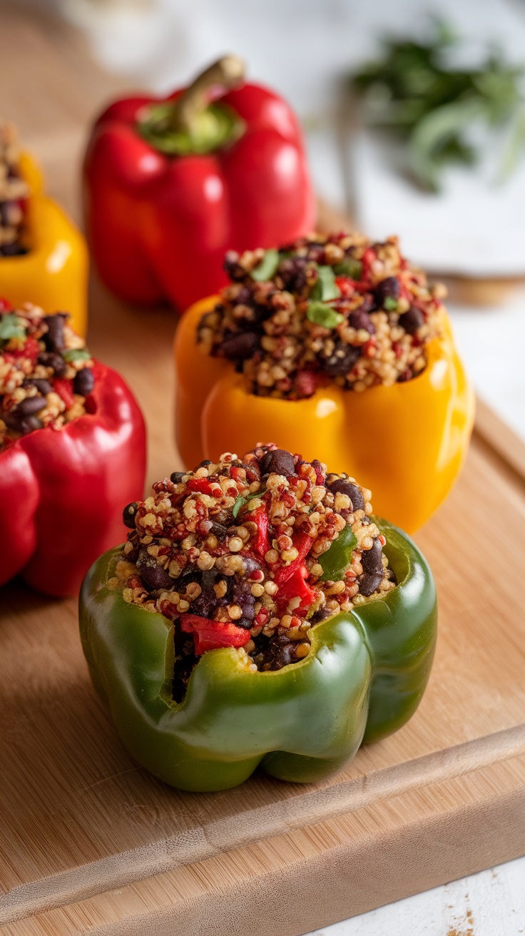 Stuffed bell peppers filled with quinoa and black beans