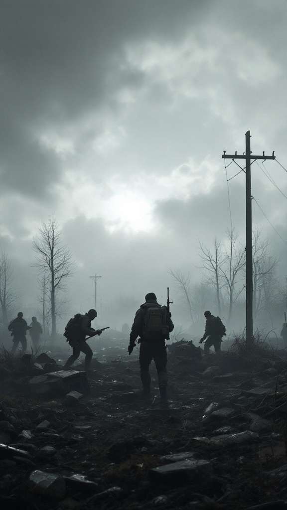 A group of soldiers in a misty landscape, symbolizing high-stakes survival in games like Escape from Tarkov.